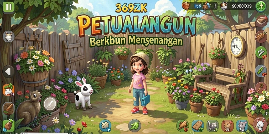 Tampilan gameplay menarik dari <strong>369ZK</strong> yang menunjukkan aktivitas berkebun.