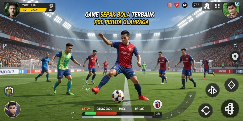 Tampilan gameplay mendebarkan dalam 77RP dengan aksi sepak bola penuh strategi.