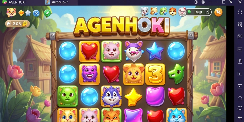 Tangkapan layar utama AGENHOKI menampilkan gameplay Match-3 yang seru.