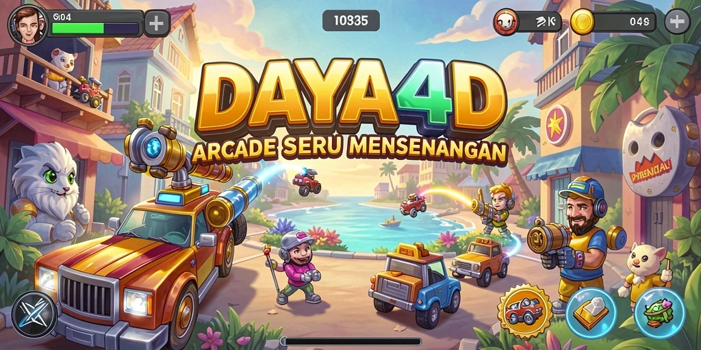 Screenshot utama DAYA4D menampilkan aksi gameplay arcade yang mendebarkan.