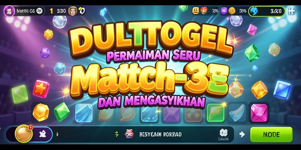 Screenshot gameplay DULTOGEL menampilkan suasana permainan Match-3 yang menarik.