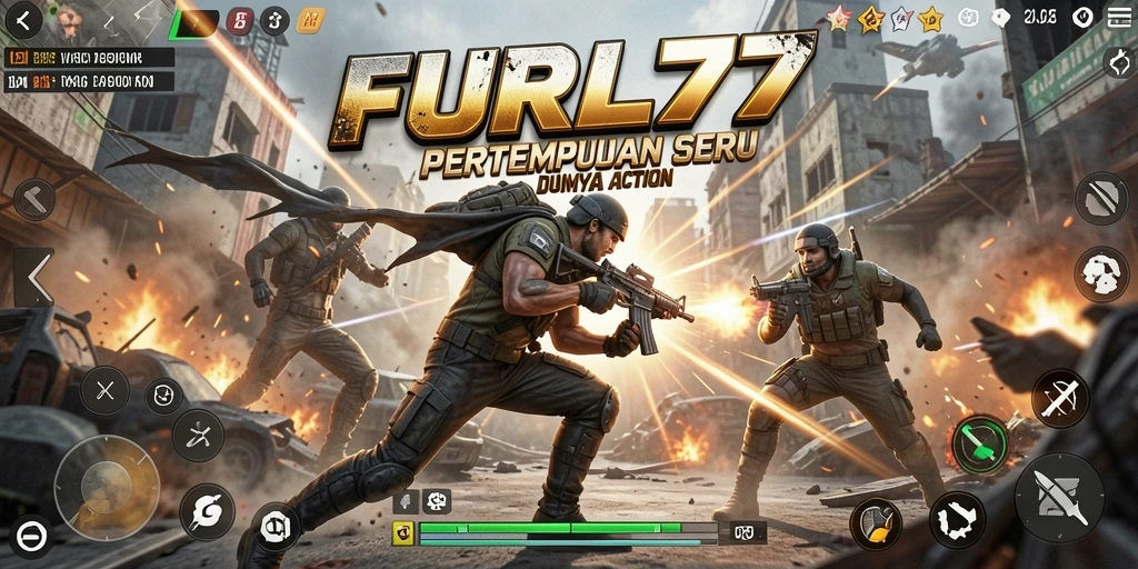 Screenshot utama FURLA77 menampilkan aksi pertempuran yang intens dan karakter yang dinamis.
