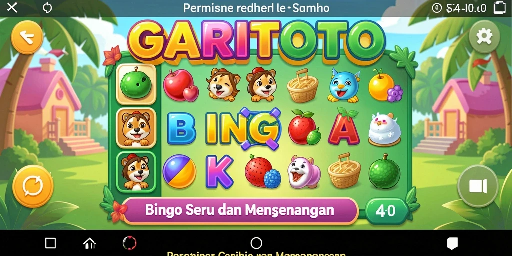 Tampilan gameplay seru dari GARITOTO, menyuguhkan permainan Bingo yang menarik.