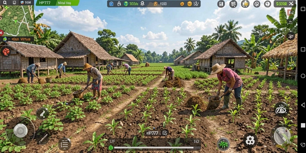 Gameplay menarik HP777 dengan pertanian yang interaktif.
