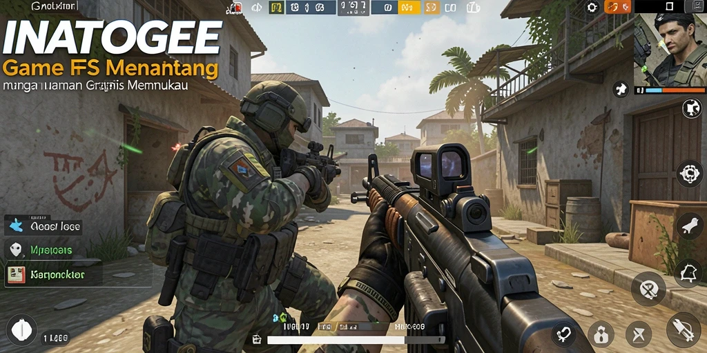 Screenshot gameplay INATOGEL menunjukkan aksi tembak-menembak yang intens.