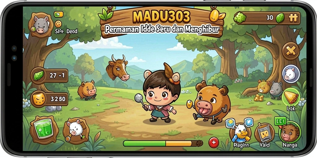 Tangkapan layar utama MADU303 menampilkan gameplay Idle yang menghibur.