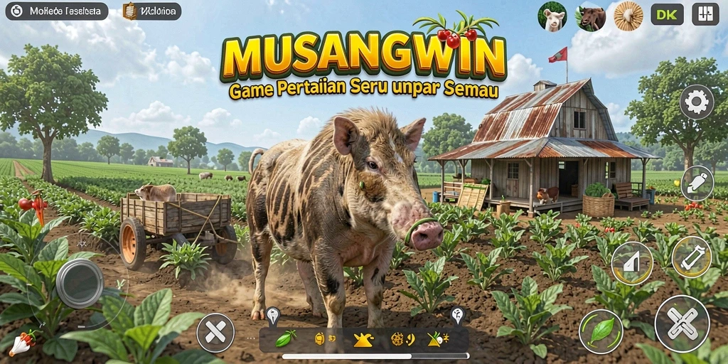 Tampilan gameplay seru saat bertani di MUSANGWIN.