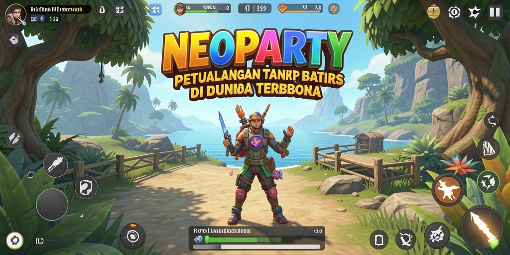 Screenshot gameplay NEOPARTY menampilkan momen penuh aksi di dunia terbuka.