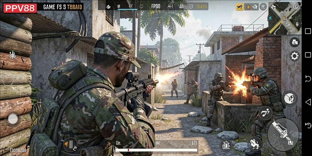 Tangkapan layar gameplay PPV88 menampilkan pertempuran FPS yang intens.