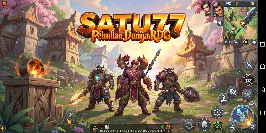 Screenshot utama SATU77 menampilkan aksi pertarungan mendebarkan dalam dunia RPG.