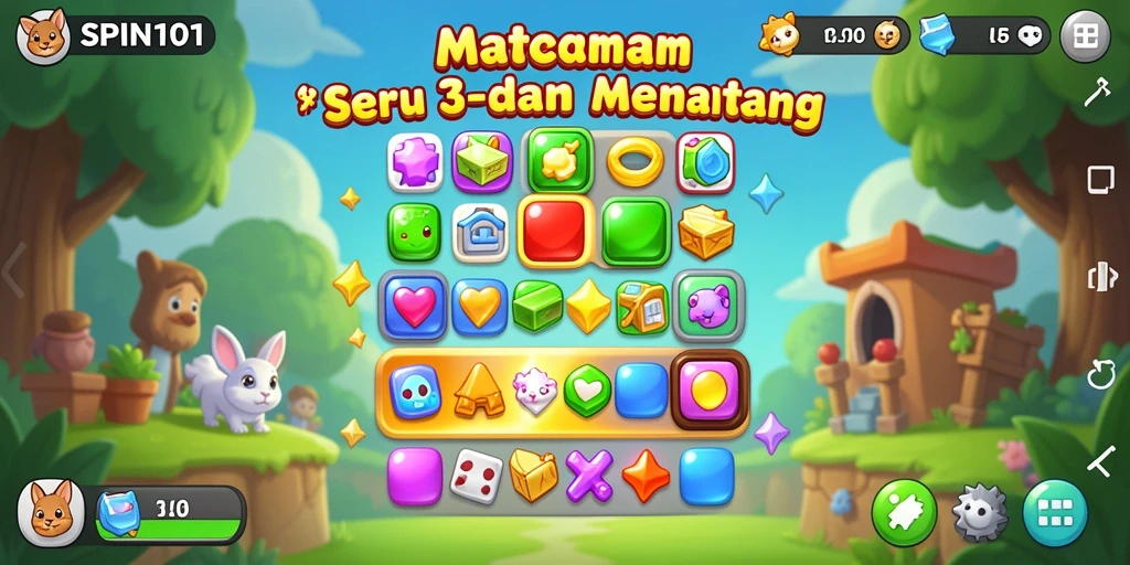 Screenshot gameplay SPIN101 menampilkan aksi seru Match-3.
