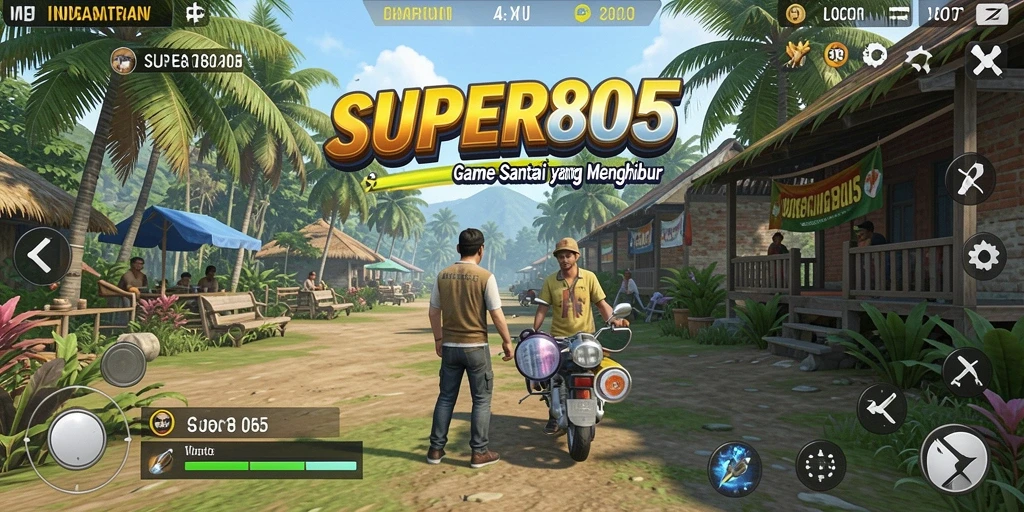 Tampilan gameplay SUPER805 yang menawan dan menciptakan atmosfer santai.
