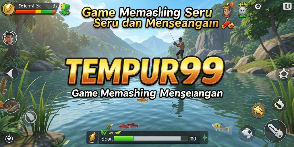 Menampilkan gameplay seru saat memancing ikan di laut.