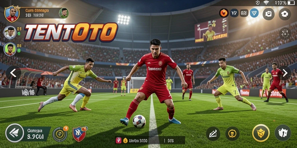 Screenshot gameplay TENTOTO menampilkan aksi olahraga yang menegangkan.