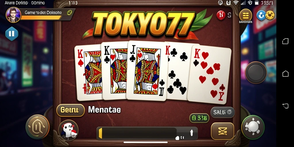 Tampilan gameplay seru dan menantang dari TOKYO77 saat bermain Domino.