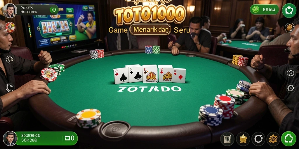 Gameplay seru TOTO1000 dengan tampilan meja poker.