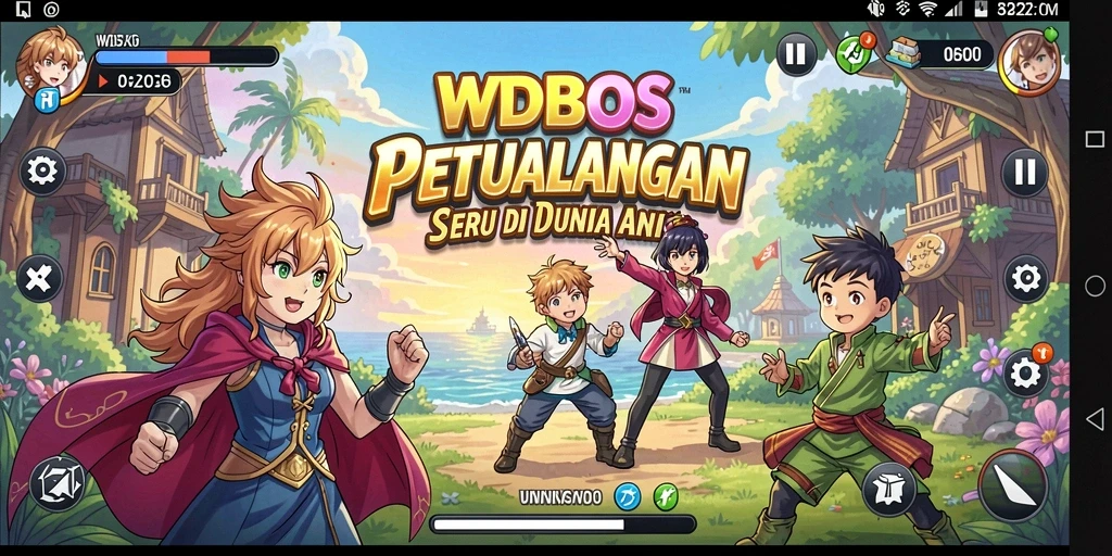 Tampilan gameplay WDBOS yang penuh warna dan menarik.