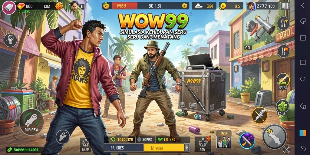 Tampilan gameplay WOW99 menampilkan interaksi karakter dalam lingkungan simulasinya.