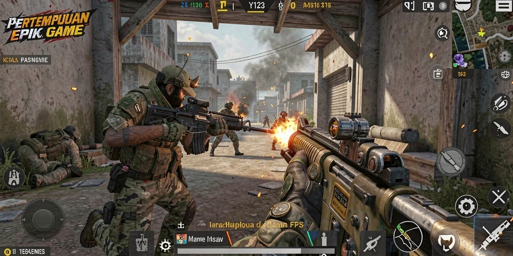 Gameplay menegangkan dalam YY123 memperlihatkan aksi pertarungan FPS.
